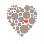 Várias bolas cinzas formam o desenho de um grande coração. No meio delas, um coração vermelho e bem pequenininho parece perdido e carente
