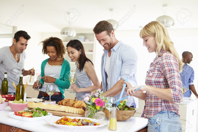 Blog-Couple-dinner-at-home-31012482-Group-Of-Friends-Having-Dinner-Party-At-Home-Stock-Photo